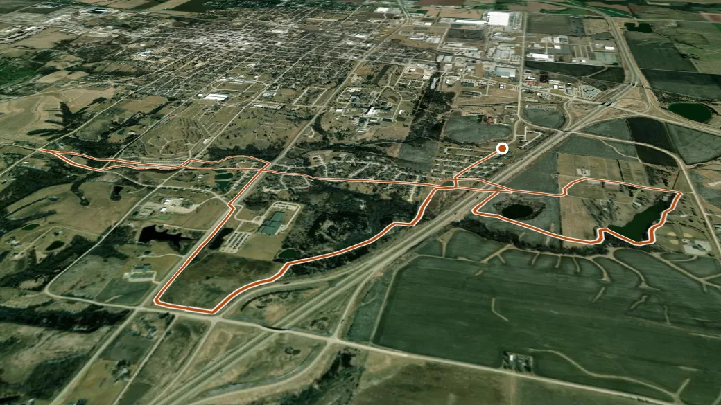3-D terrain view of Mount Pleasant Trail