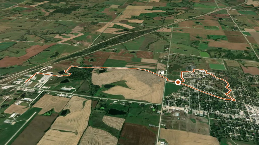 3-D terrain view of Lamoni Recreational Trail