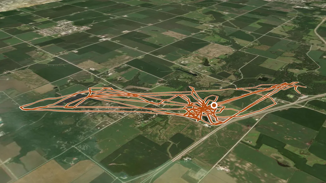 3-D terrain view of Skunk River Greenbelt Trail