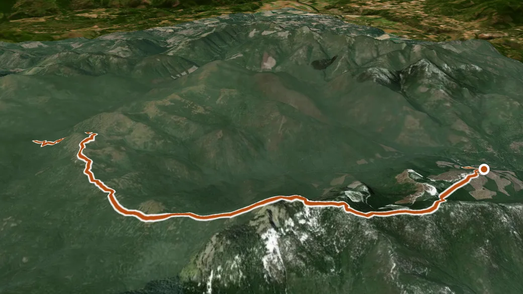 3-D terrain view of Timber Mountain Trail