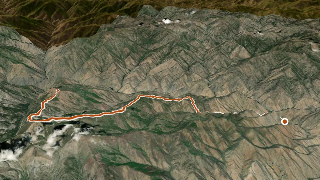 3-D terrain view of Garden Creek - Horse Heaven