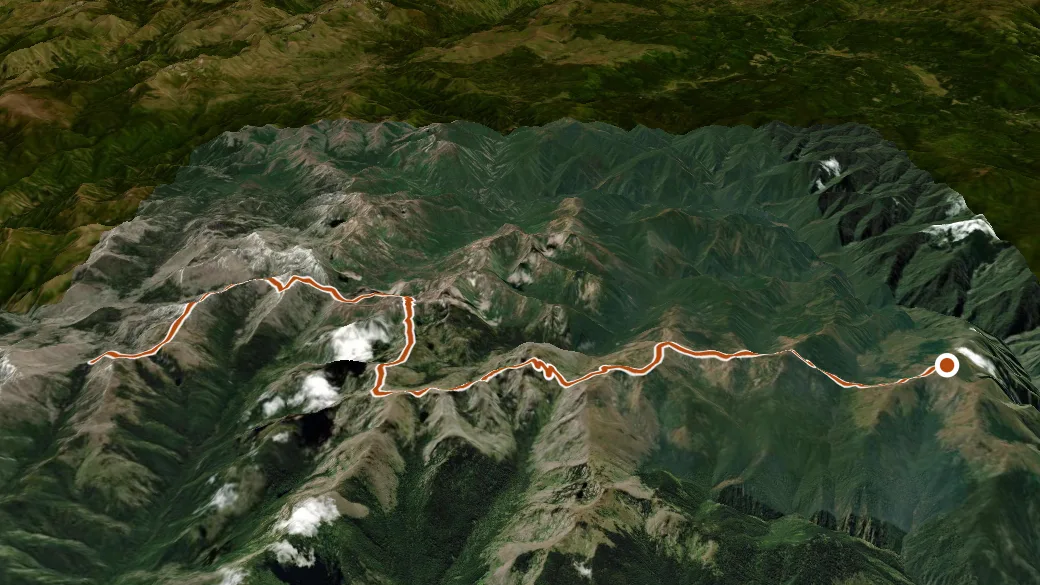 3-D terrain view of Copper Creek Trail