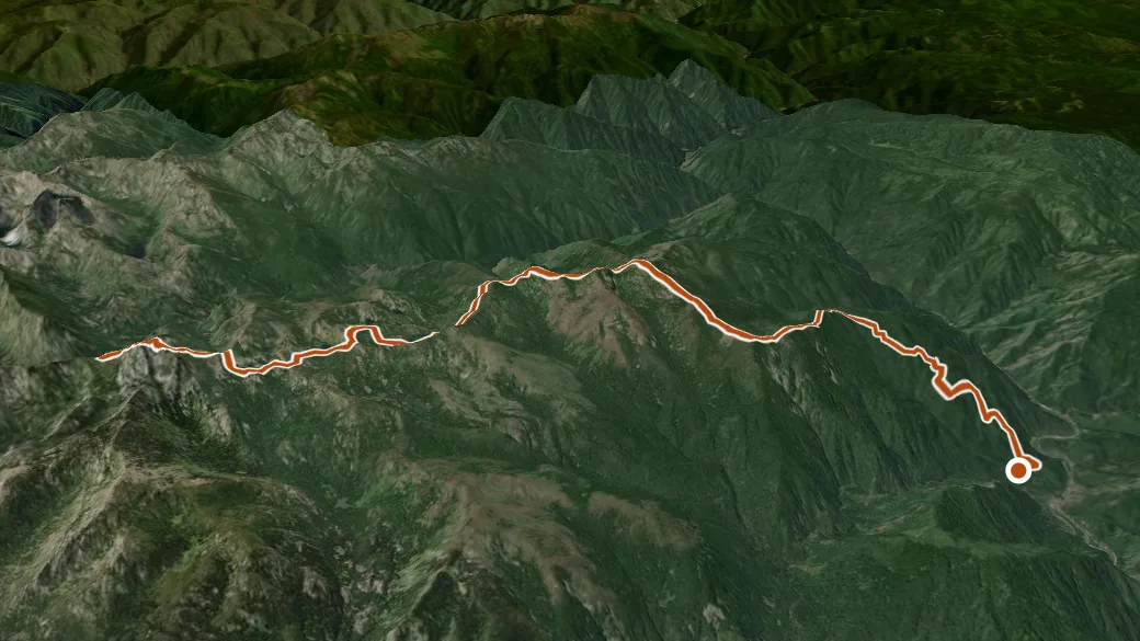3-D terrain view of Lochsa Peak Trail