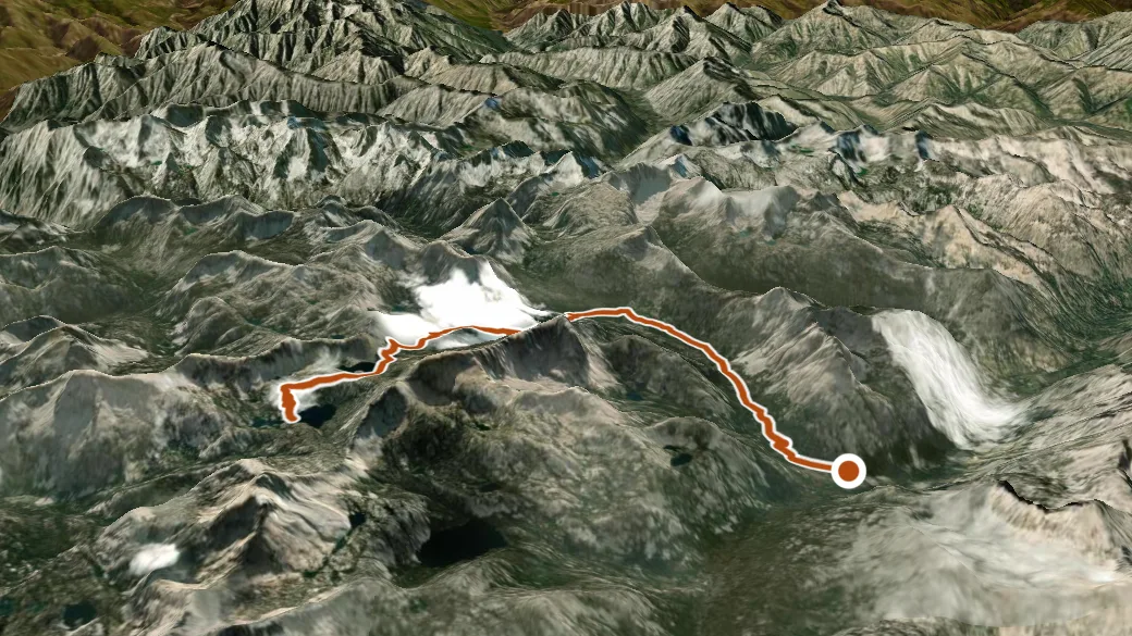 3-D terrain view of Benedict