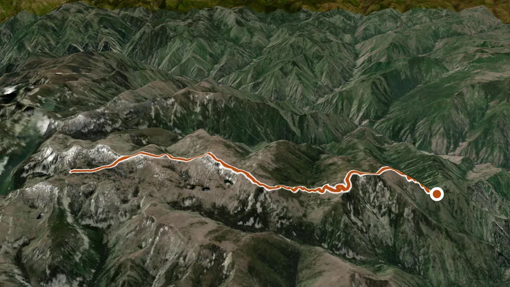 3-D terrain view of Mount Harrington