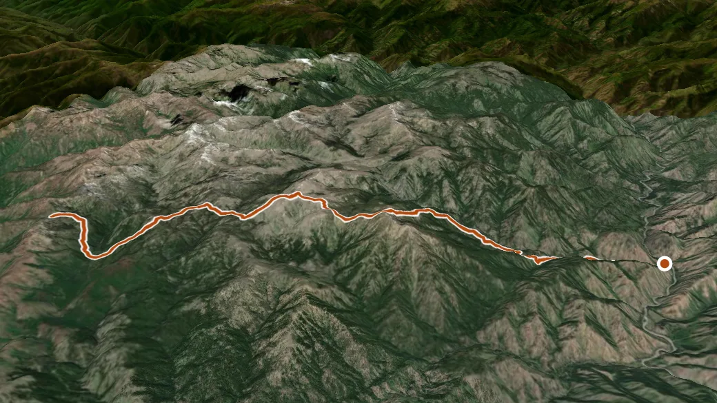 3-D terrain view of Archer Trail