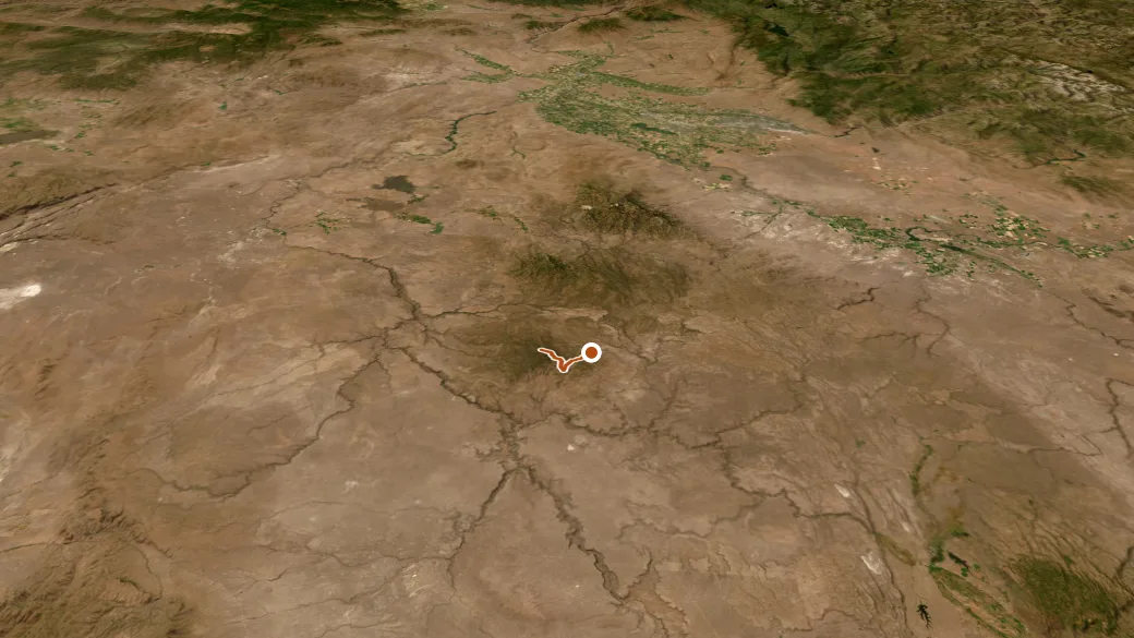 3-D terrain view of Trout Springs Rd