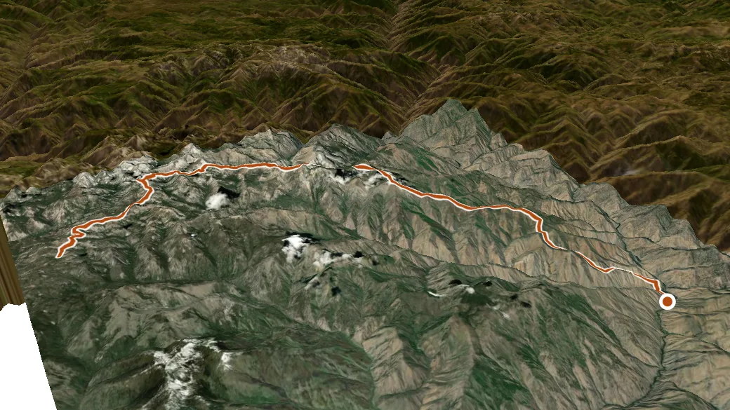 3-D terrain view of Bighorn Crags