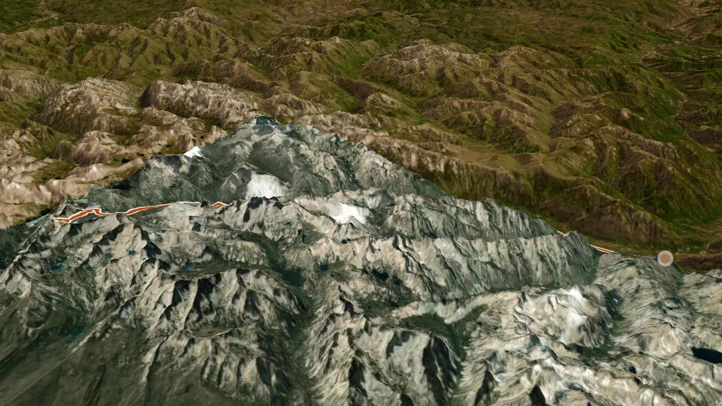 3-D terrain view of South Fork Payette River