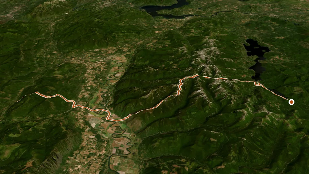 3-D terrain view of Pacific Northwest National Scenic Trail