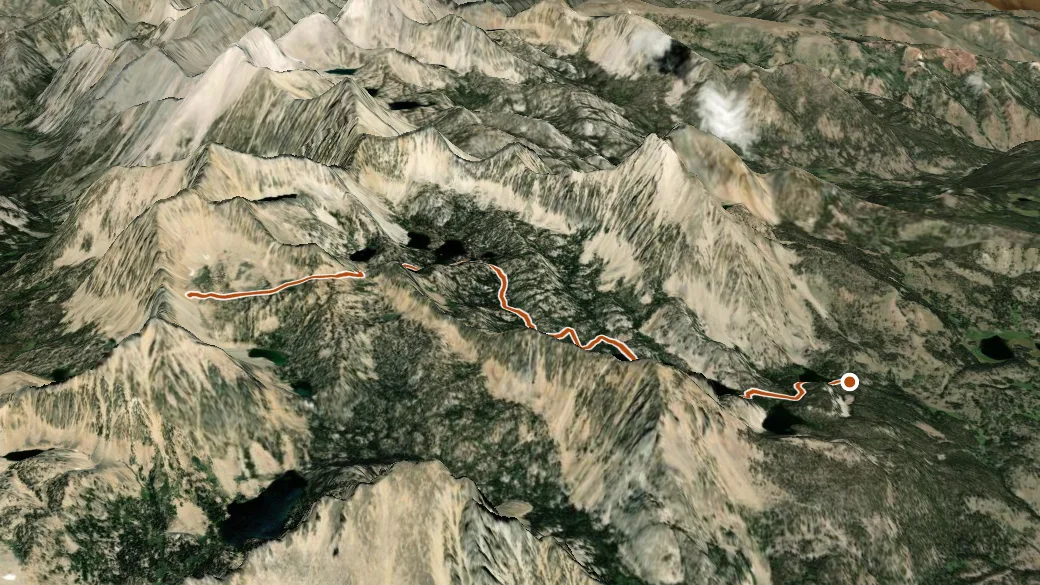3-D terrain view of Boulder Chain Lakes