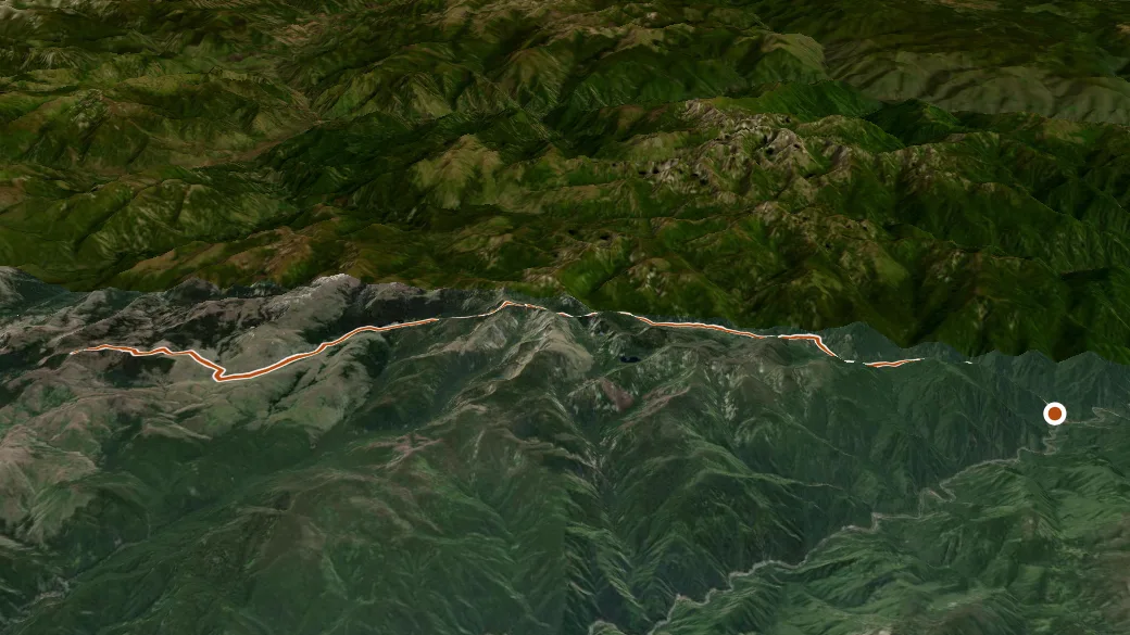 3-D terrain view of Boulder Creek Trail