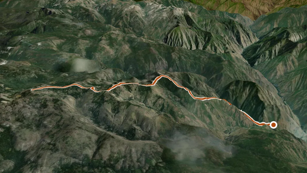 3-D terrain view of Hanover Mountain Trail