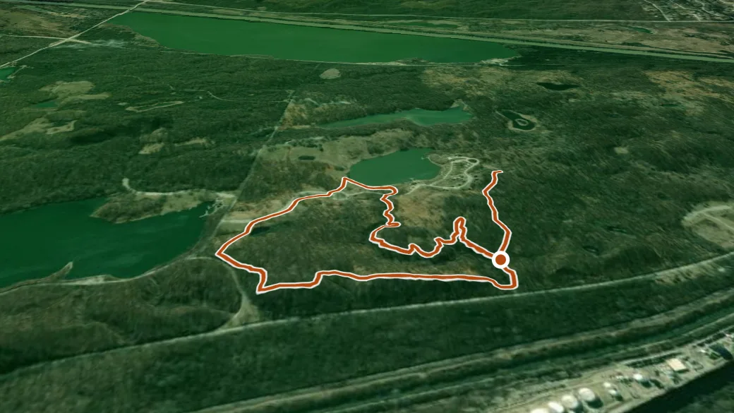 3-D terrain view of Blue Single Track Trail