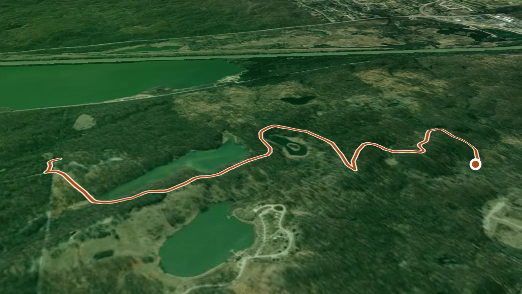 3-D terrain view of Orange Unpaved Trail