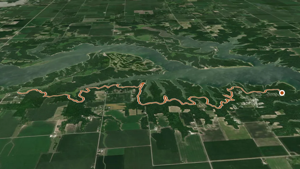 3-D terrain view of Chief Illini Trail