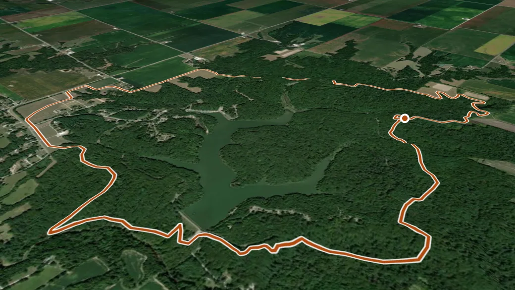 3-D terrain view of Equestrian Trail (Argyle Lake State Park)