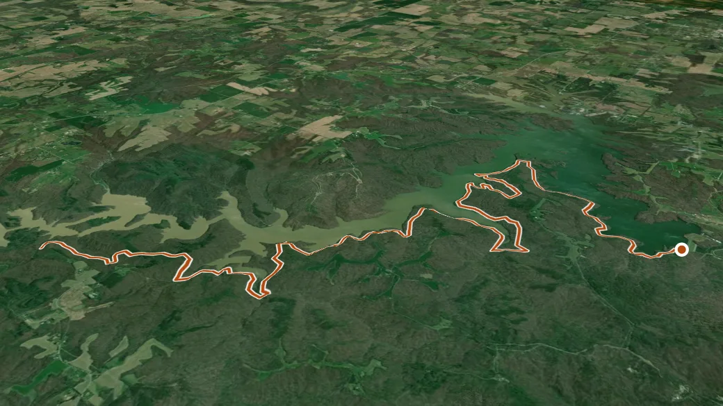 3-D terrain view of Kinkaid Lake Trail