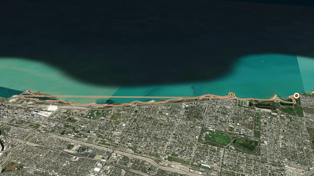 3-D terrain view of Lakefront Trail