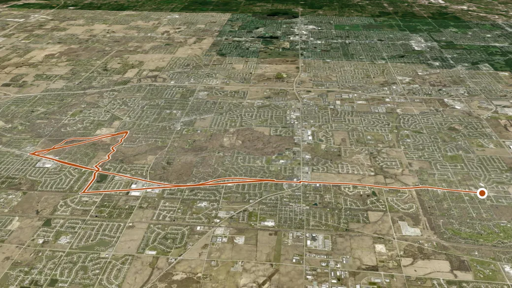 3-D terrain view of Hickory Creek Bikeway