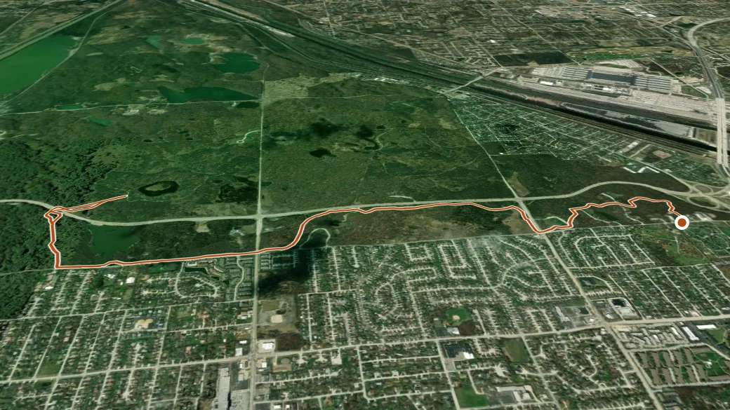 3-D terrain view of Brown Unpaved Trail