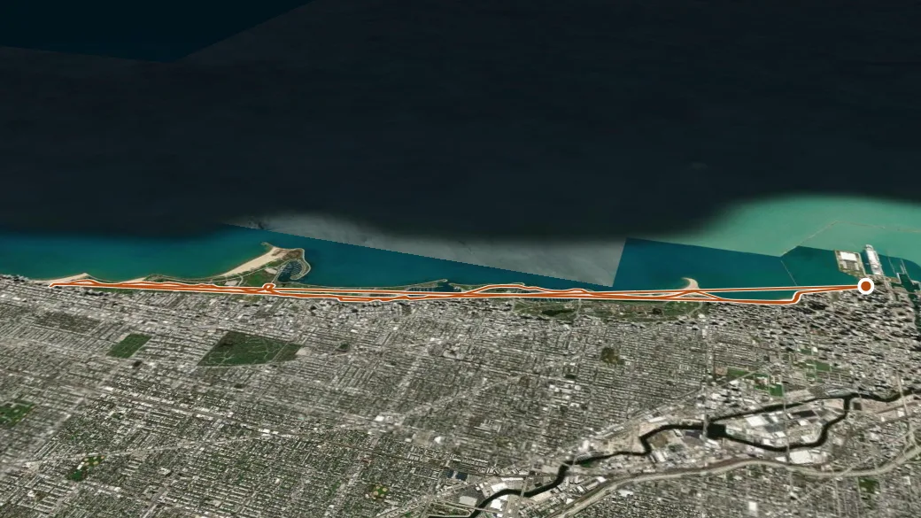 3-D terrain view of Lakefront Trail