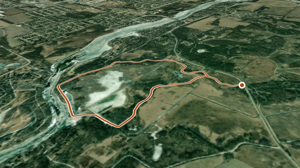 3-D terrain view of Fox River Trail (2.0 mi)