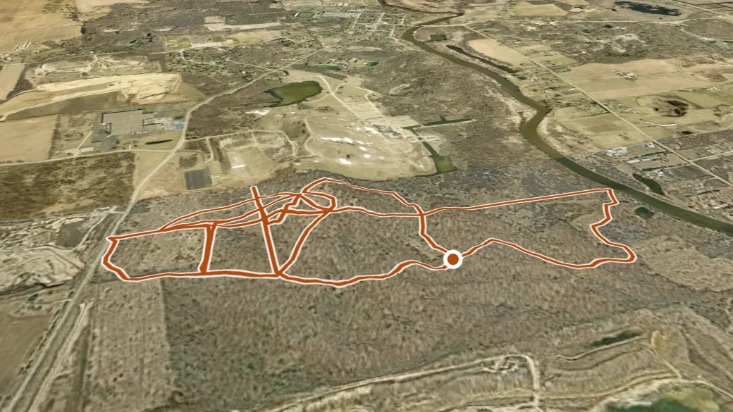 3-D terrain view of Gander Mountain Forest Preserve Trail