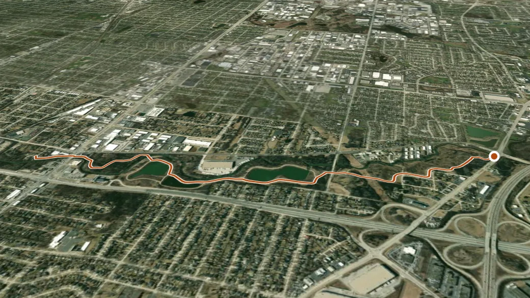 3-D terrain view of Salt Creek Greenway