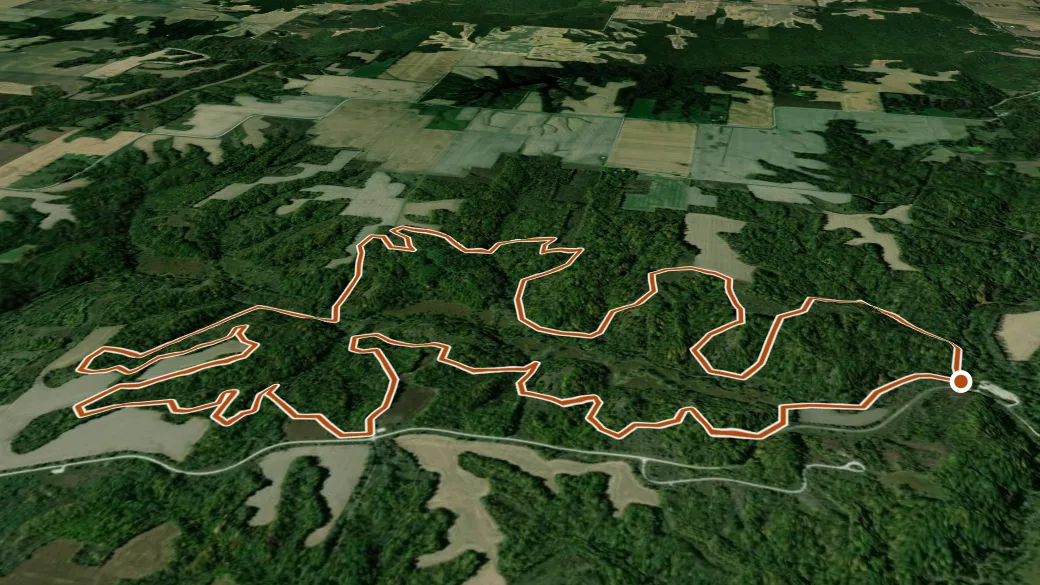 3-D terrain view of Yellow Trail (Jim Edgar Panther Creek State Fish and Wildlife Area)
