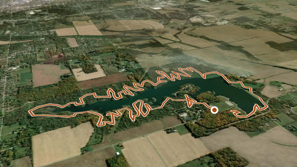3-D terrain view of Westwood Park Trails