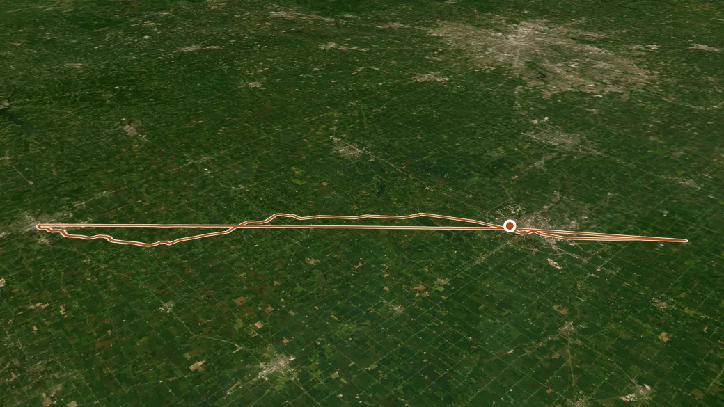 3-D terrain view of Cardinal Greenway