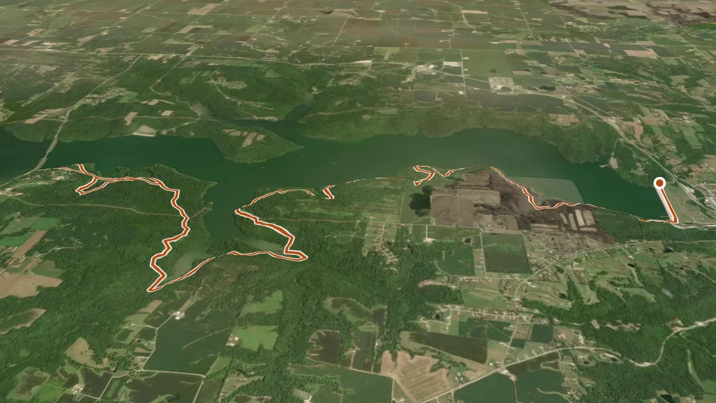 3-D terrain view of Wolf Creek/Adena Trace Loop