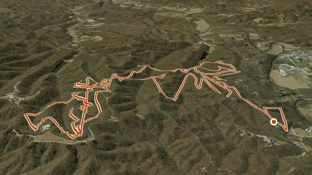 3-D terrain view of Brown County State Park Mountain Bike Trails