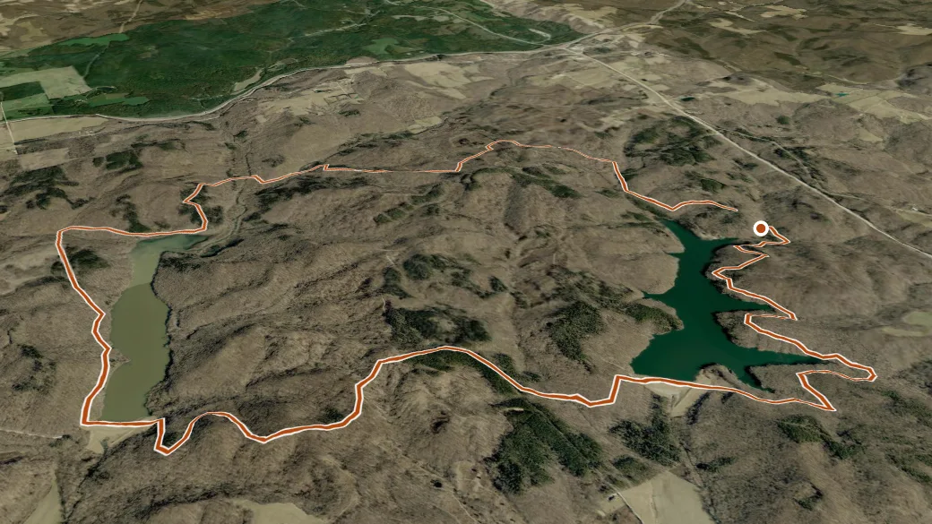 3-D terrain view of Two Lakes Loop