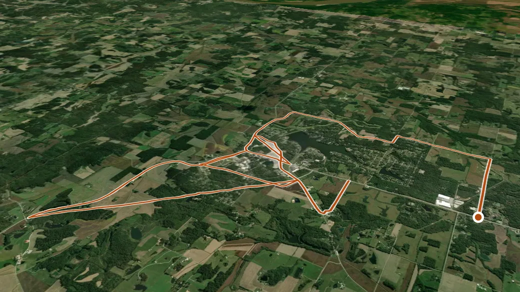 3-D terrain view of Santa Claus Trails