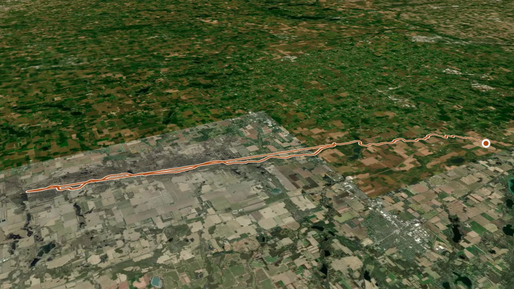 3-D terrain view of Pigeon River Trail