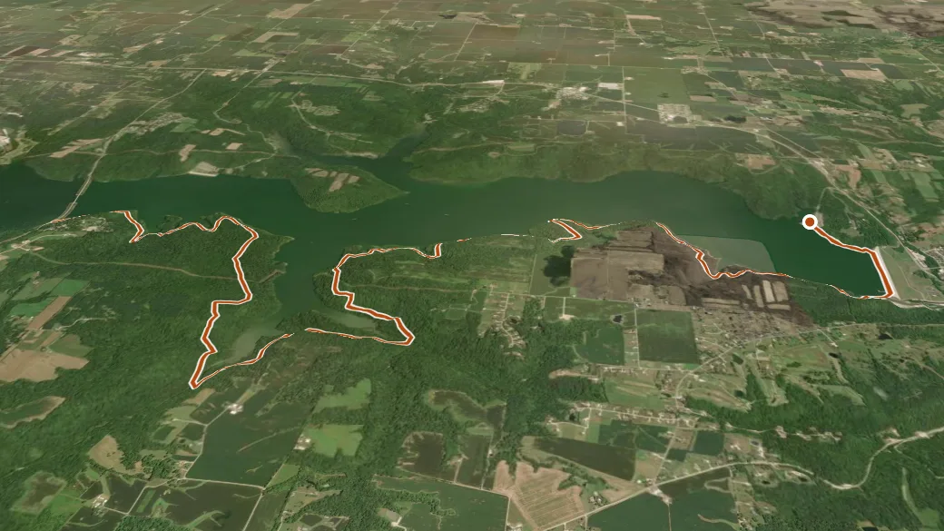 3-D terrain view of Wolf Creek / Adena Trace Loop