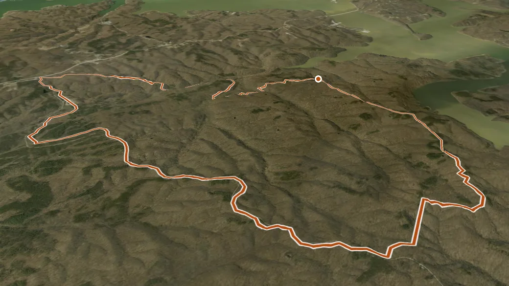 3-D terrain view of Grubb Ridge Trail