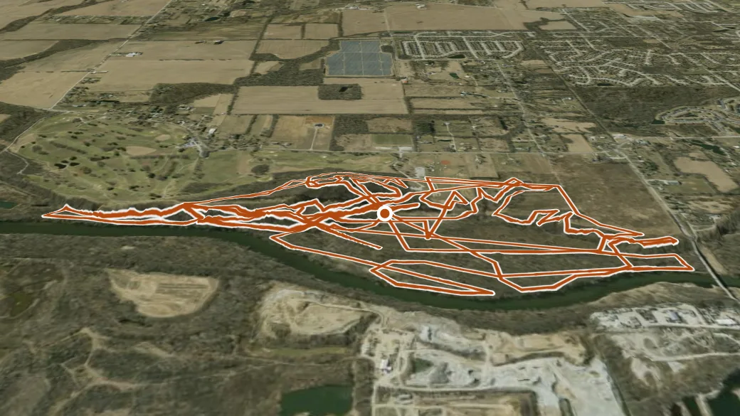3-D terrain view of Southwestway Park Trails
