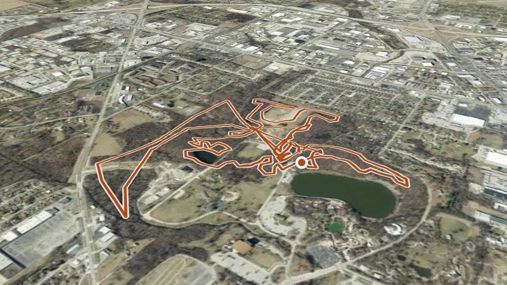 3-D terrain view of Franke Park Trails