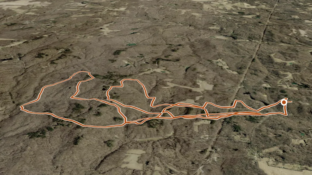 3-D terrain view of Bridle Loop/Mountain Bike Trail
