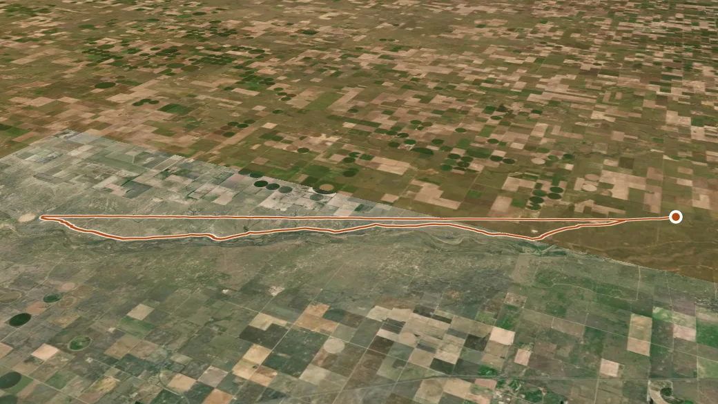 3-D terrain view of Santa Fe National Historic Trail