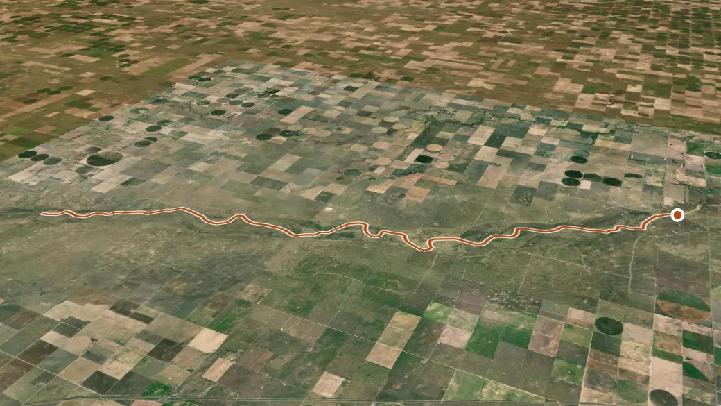 3-D terrain view of Cimarron River Trail