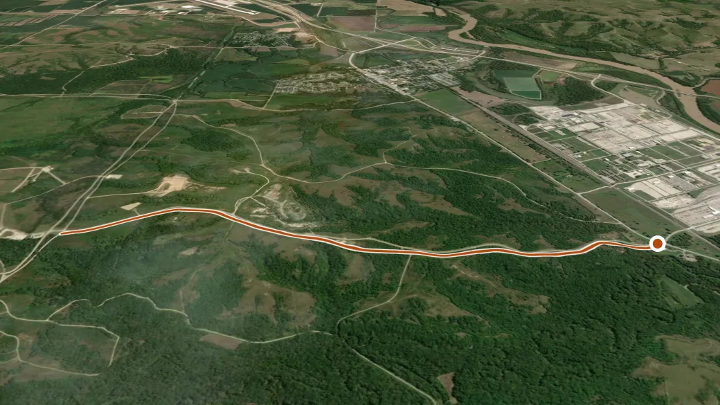 3-D terrain view of Tank trail