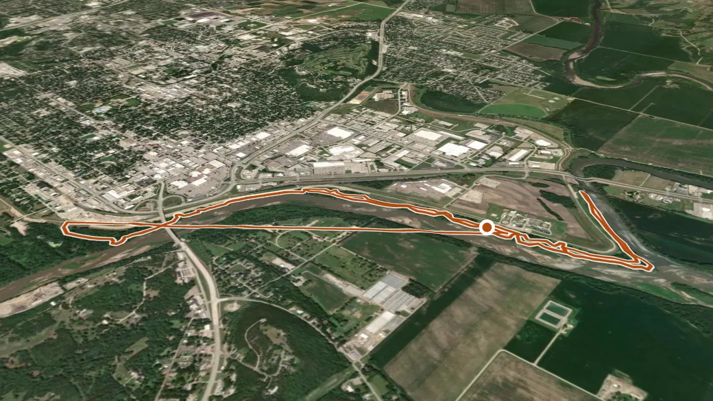 3-D terrain view of Manhattan River Trails