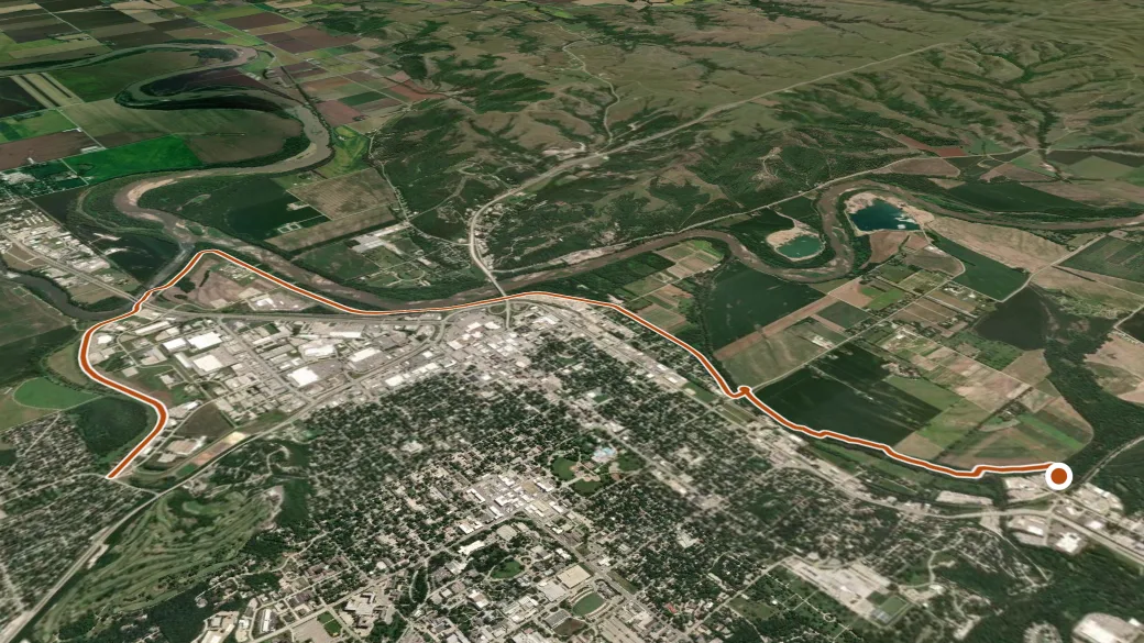 3-D terrain view of Linear Trail