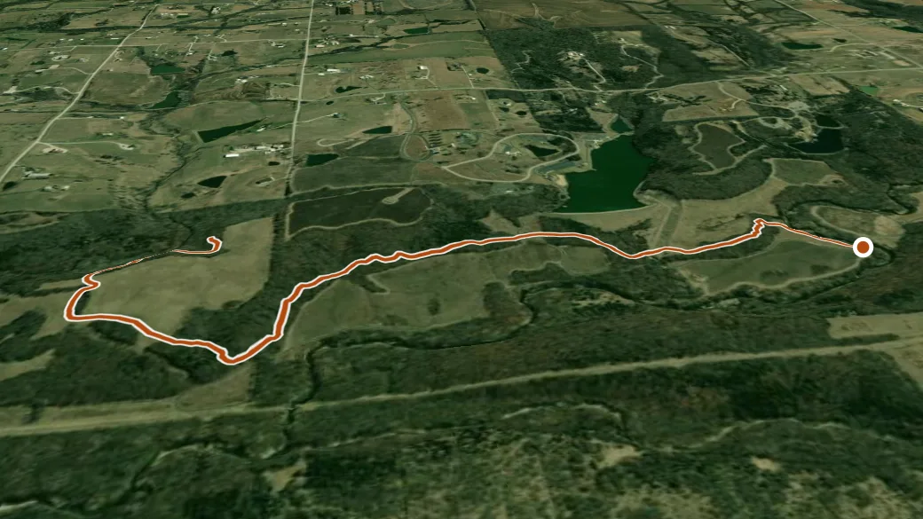 3-D terrain view of Kill Creek Park Equestrian Trail