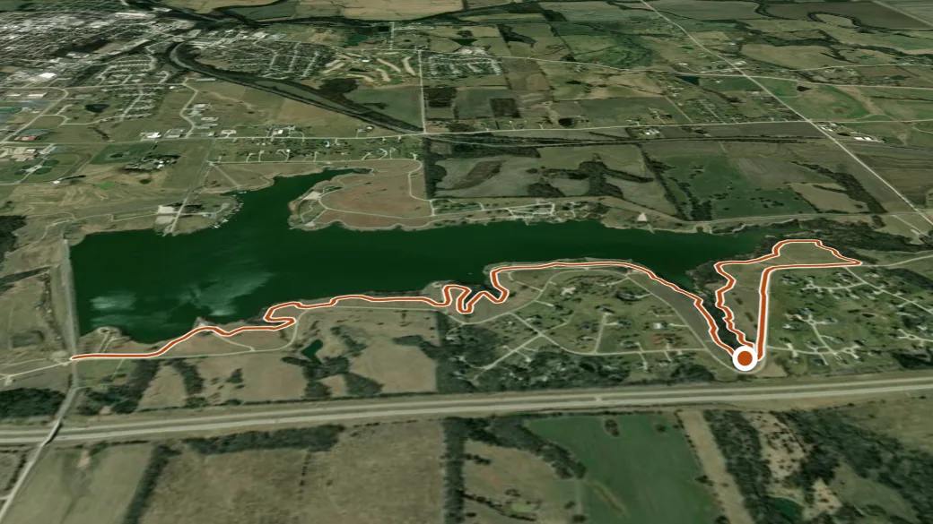 3-D terrain view of Miola Lake - East Trail