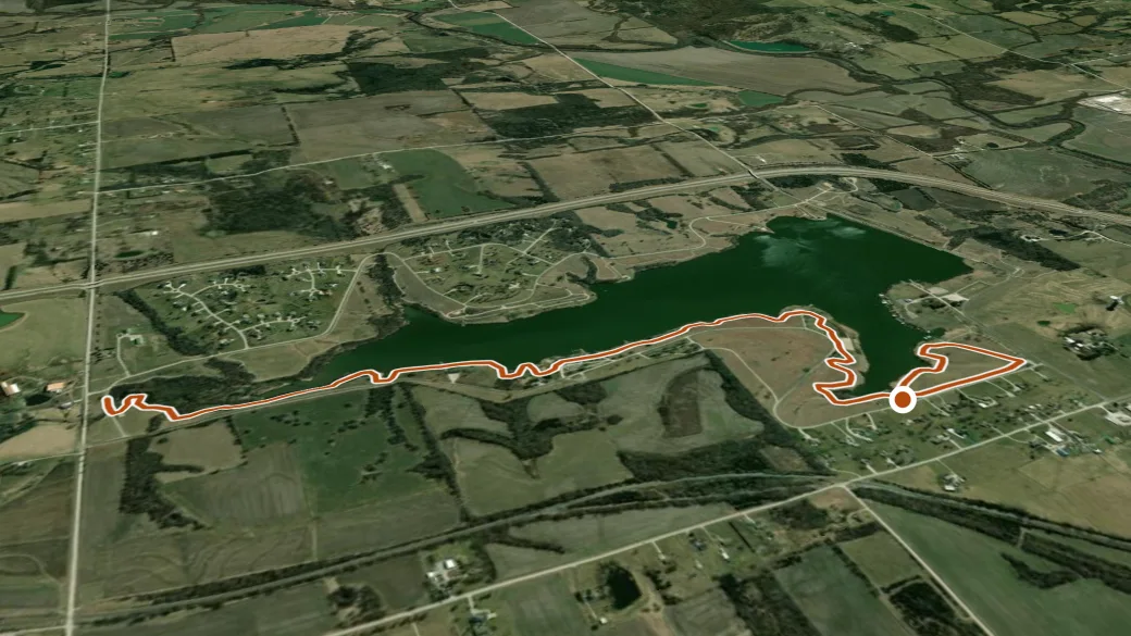 3-D terrain view of Miola Lake - West Trail